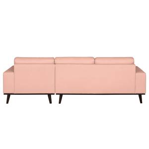 Ecksofa Eva II Webstoff Pastellapricot - Longchair davorstehend rechts - Braun - Eiche