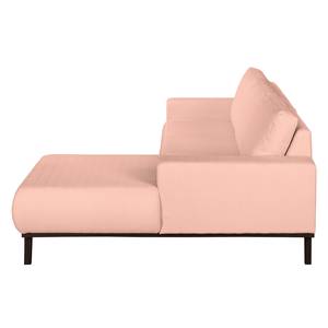 Ecksofa Eva II Webstoff Pastellapricot - Longchair davorstehend rechts - Braun - Eiche