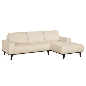 Ecksofa Eva II Webstoff Webstoff - Creme - Longchair davorstehend rechts - Braun - Eiche