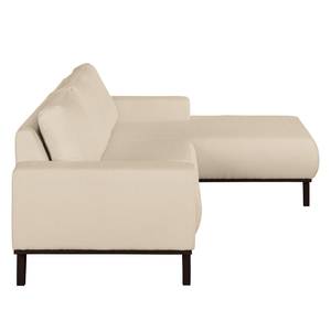 Ecksofa Eva II Webstoff Creme - Longchair davorstehend rechts - Braun - Eiche