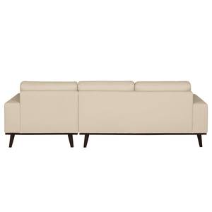 Ecksofa Eva II Webstoff Creme - Longchair davorstehend rechts - Braun - Eiche