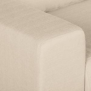 Ecksofa Eva II Webstoff Webstoff - Creme - Longchair davorstehend rechts - Braun - Eiche