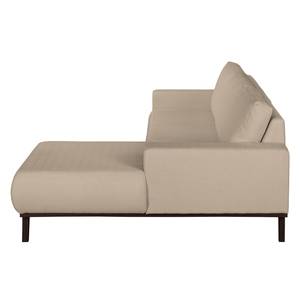 Ecksofa Eva II Webstoff Cappuccino - Longchair davorstehend rechts - Braun - Eiche