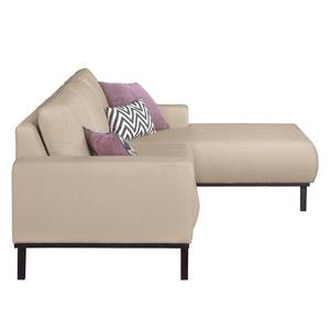 Ecksofa Eva II Webstoff Cappuccino - Longchair davorstehend rechts - Braun - Eiche