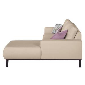 Ecksofa Eva II Webstoff Cappuccino - Longchair davorstehend rechts - Braun - Eiche