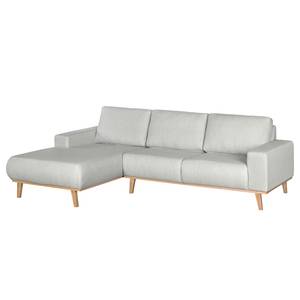 Ecksofa Eva III Webstoff Lichtgrau - Longchair davorstehend links - Beige - Eiche