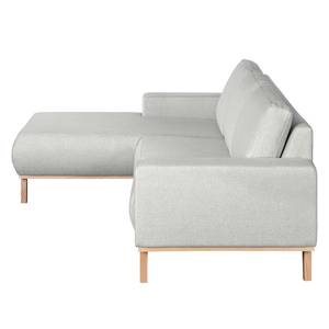 Ecksofa Eva III Webstoff Lichtgrau - Longchair davorstehend links - Beige - Eiche