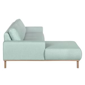 Ecksofa Eva III Webstoff Mint - Longchair davorstehend links - Beige - Eiche