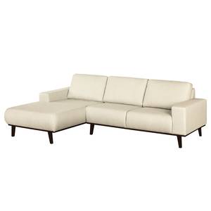 Hoekbank Eva III geweven stof - Beige - Longchair vooraanzicht links - Bruin - Eik