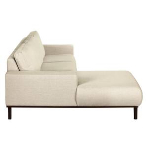 Ecksofa Eva III Webstoff Beige - Longchair davorstehend links - Braun - Eiche