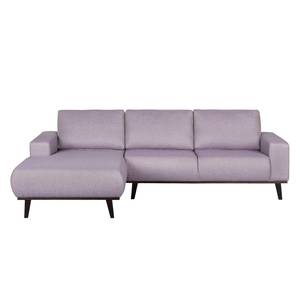 Ecksofa Eva III Webstoff Flieder - Longchair davorstehend links - Braun - Eiche