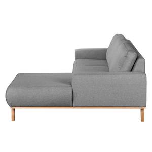 Ecksofa Eva III Webstoff Grau - Longchair davorstehend rechts - Beige - Eiche