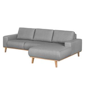 Ecksofa Eva III Webstoff Grau - Longchair davorstehend rechts - Beige - Eiche