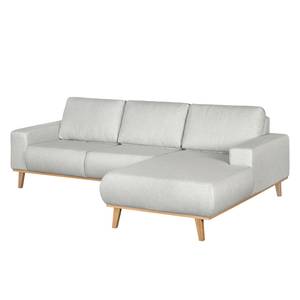 Ecksofa Eva III Webstoff Lichtgrau - Longchair davorstehend rechts - Beige - Eiche