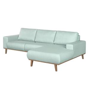 Ecksofa Eva III Webstoff Mint - Longchair davorstehend rechts - Beige - Eiche