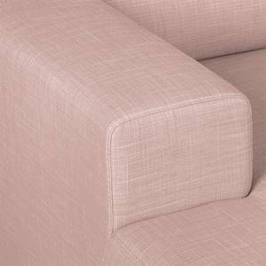 Ecksofa Eva I Webstoff Mauve - Longchair davorstehend links - Braun - Eiche