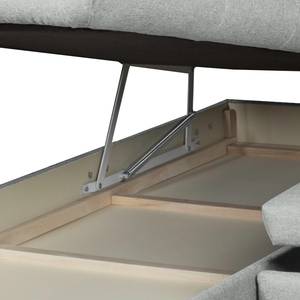 Canapé d'angle Ferch (convertible) Tissu Tissage à plat - Gris - Méridienne courte à gauche (vue de face)