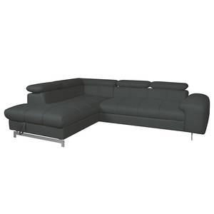 Ecksofa Ferch (mit Schlaffunktion) Flachgewebe - Schwarz - Longchair davorstehend links