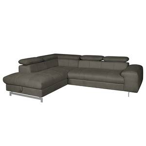 Ecksofa Ferch (mit Schlaffunktion) Velours - Braun - Longchair davorstehend links