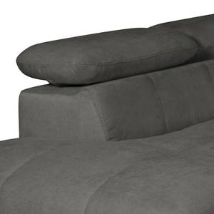 Ecksofa Ferch (mit Schlaffunktion) Velours - Dunkelgrau - Longchair davorstehend links