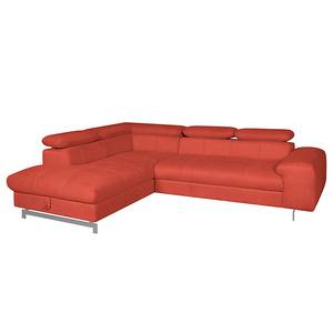 Ecksofa Ferch (mit Schlaffunktion) Velours - Rot - Longchair davorstehend links