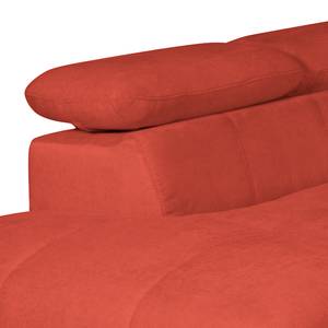 Ecksofa Ferch (mit Schlaffunktion) Velours - Rot - Longchair davorstehend links