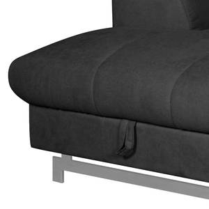 Ecksofa Ferch (mit Schlaffunktion) Velours - Schwarz - Longchair davorstehend links