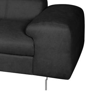 Ecksofa Ferch (mit Schlaffunktion) Velours - Schwarz - Longchair davorstehend links