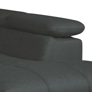 Canapé d'angle Ferch (convertible) Tissu Méridenne montée à droite (vue de face) - Noir - Méridienne courte à droite (vue de face)