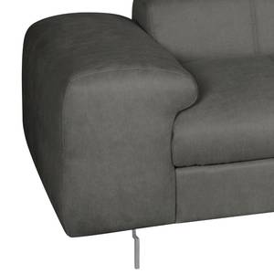 Ecksofa Ferch (mit Schlaffunktion) Velours - Dunkelgrau - Longchair davorstehend rechts