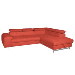 Ecksofa Ferch (mit Schlaffunktion) Velours - Rot - Longchair davorstehend rechts