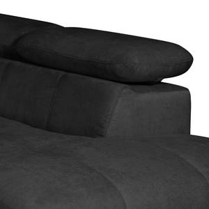 Canapé d'angle Ferch Toile tissée à plat turquoise Méridienne droite (vue de face) - Noir - Méridienne courte à droite (vue de face)