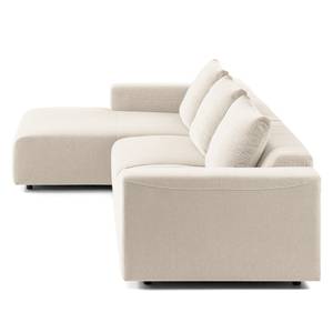 Hoekbank FINNY 2,5-zits + chaise longue geweven stof - Geweven stof Saia: Beige - Longchair vooraanzicht links - Geen functie