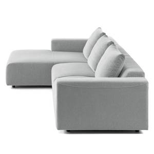 Ecksofa FINNY 2,5-Sitzer mit Longchair Webstoff Saia: Hellgrau - Longchair davorstehend links - Keine Funktion