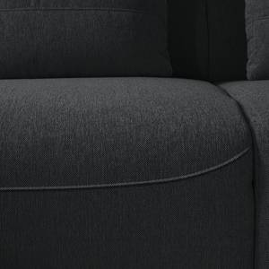 Hoekbank FINNY 2,5-zits + chaise longue geweven stof - Geweven stof Saia: Antraciet - Longchair vooraanzicht links - Met zitdiepte verstelling
