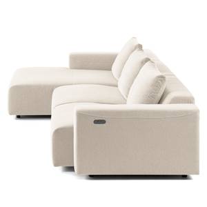 Ecksofa FINNY 2,5-Sitzer mit Longchair Webstoff Saia: Beige - Longchair davorstehend links - Sitztiefenverstellung