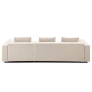 Hoekbank FINNY 2,5-zits + chaise longue geweven stof - Geweven stof Saia: Beige - Longchair vooraanzicht rechts - Geen functie