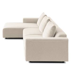 Hoekbank FINNY 3-zits met chaise longue geweven stof - Geweven stof Saia: Beige - Longchair vooraanzicht links - Geen functie