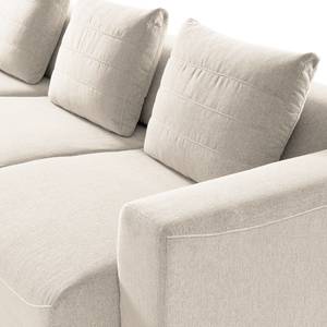 Ecksofa FINNY 3-Sitzer mit Longchair Webstoff Saia: Beige - Longchair davorstehend links - Keine Funktion