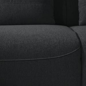 Hoekbank FINNY 3-zits met chaise longue geweven stof - Geweven stof Saia: Antraciet - Longchair vooraanzicht links - Met zitdiepte verstelling