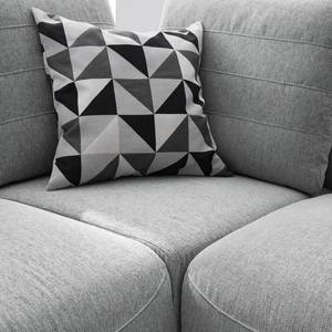 Canapé d’angle 3 places FINNY Tissu - Tissu Saia: Gris clair - Méridienne courte à gauche (vue de face) - Avec réglage de la profondeur d'assise