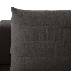 Canapé d’angle 3 places FINNY Tissu - Tissu Saia: Noir-Marron - Méridienne courte à droite (vue de face) - Avec réglage de la profondeur d'assise