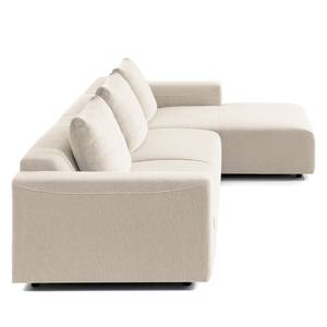 Ecksofa FINNY 3-Sitzer mit Longchair Webstoff Saia: Beige - Longchair davorstehend rechts - Keine Funktion