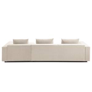 Ecksofa FINNY 3-Sitzer mit Longchair Webstoff Saia: Beige - Longchair davorstehend rechts - Keine Funktion