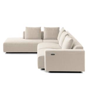 Ecksofa FINNY mit Ottomane Webstoff Saia: Beige - Ottomane davorstehend links - Sitztiefenverstellung