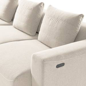 Ecksofa FINNY mit Ottomane Webstoff Saia: Beige - Ottomane davorstehend links - Sitztiefenverstellung