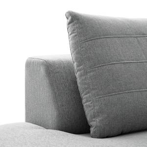 Canapé d’angle FINNY avec méridienne Tissu - Tissu Saia: Gris clair - Méridienne longue à gauche (vue de face) - Avec réglage de la profondeur d'assise