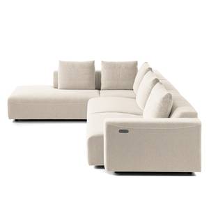 Ecksofa Finny IV Webstoff Saia: Beige - Ottomane davorstehend links - Sitztiefenverstellung