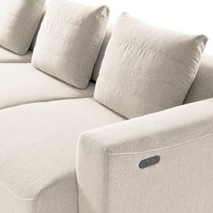 Ecksofa Finny IV Webstoff Saia: Beige - Ottomane davorstehend links - Sitztiefenverstellung