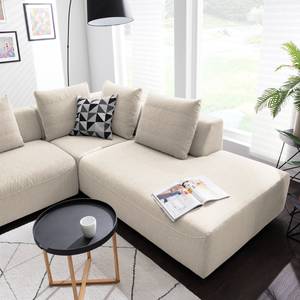 Ecksofa Finny IV Webstoff Saia: Beige - Ottomane davorstehend rechts - Keine Funktion